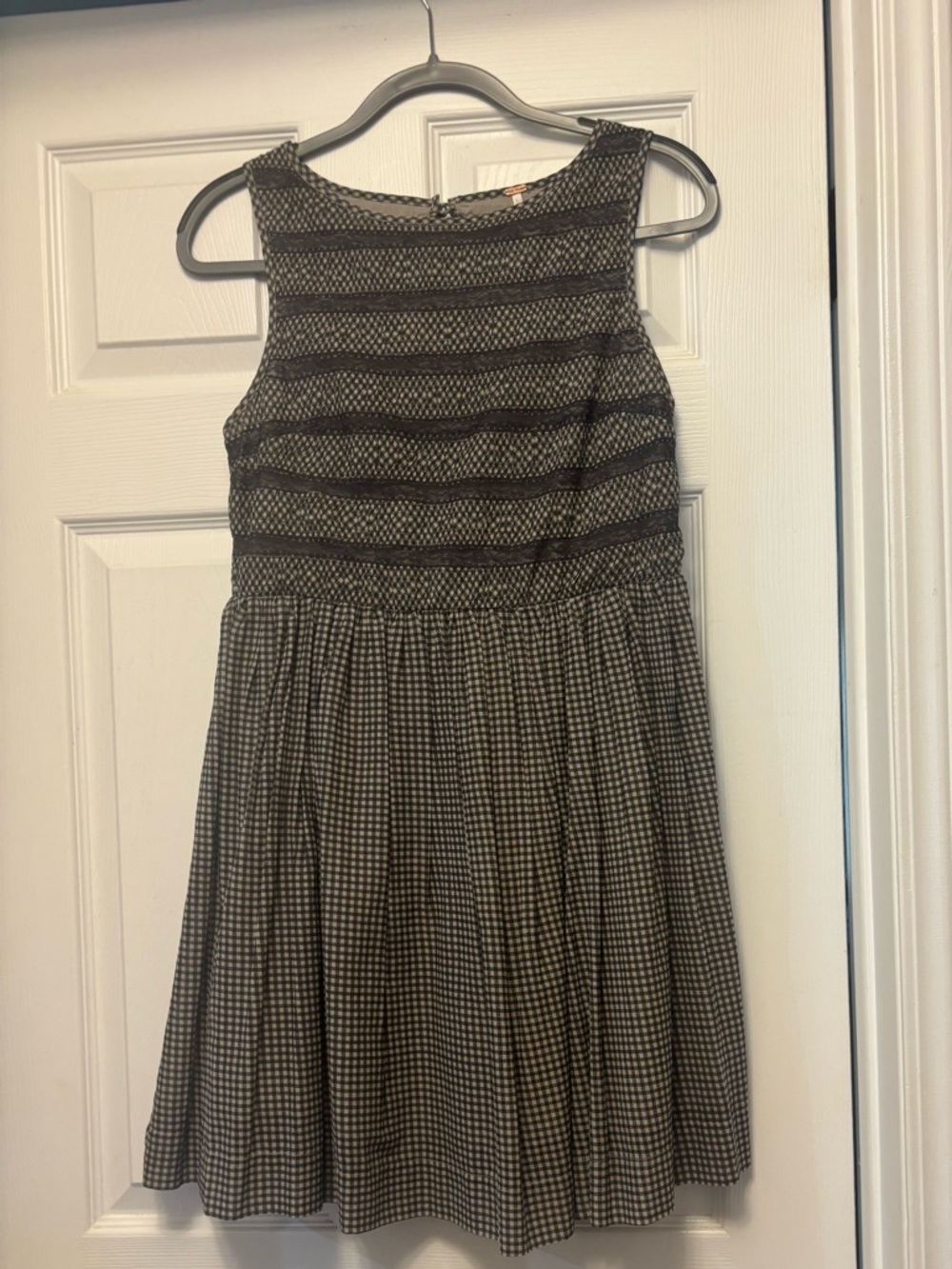 Free People Striped Top Gingham A-Line Dress Size 2 - Picture 1 of 3